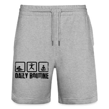 Routine quotidienne de Yogi - Short de jogging bio TRAINER Stanley/Stella unisexe - gris chiné - Devant - Nik (191cm) & Marisol (170cm)