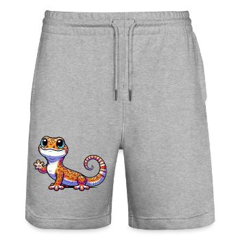Gecko - Stanley/Stella Unisex Bio Joggingshorts Trainer  - Grau meliert - Vorne - Nik (191cm) & Marisol (170cm)
