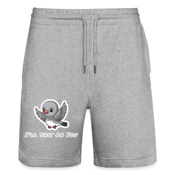 I'll Shit On You Funny Pigeon - Stanley/Stella Trainer Unisex Organic Jogging Shorts - heather grey - Front - Nik (191cm) & Marisol (170cm)