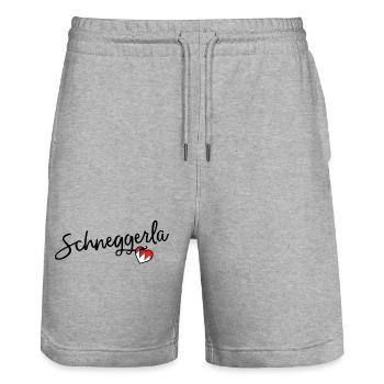 Schneggerla - Stanley/Stella Trainer Unisex Organic Jogging Shorts - heather grey - Front - Nik (191cm) & Marisol (170cm)