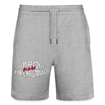 prêt MAINTENANT pour Noël - Short de jogging bio TRAINER Stanley/Stella unisexe - gris chiné - Devant - Nik (191cm) & Marisol (170cm)