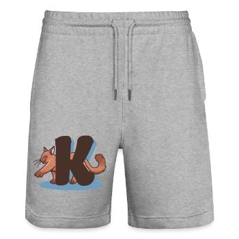 Katze Buchstabe K - Stanley/Stella Unisex Bio Joggingshorts Trainer  - Grau meliert - Vorne - Nik (191cm) & Marisol (170cm)