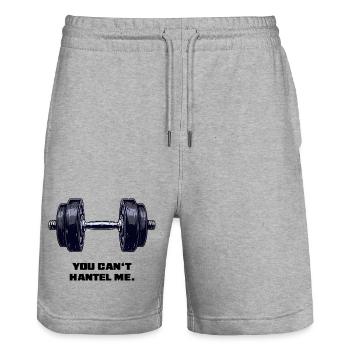 Hantel, Fitness, Lustiger Spruch, Gym, T-Shirt - Stanley/Stella Unisex Bio Joggingshorts Trainer  - Grau meliert - Vorne - Nik (191cm) & Marisol (170cm)