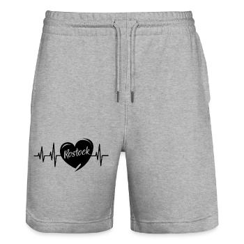 Herzschlag Rostock Liebe Puls Herz Symbol icon - Stanley/Stella Unisex Bio Joggingshorts Trainer  - Grau meliert - Vorne - Nik (191cm) & Marisol (170cm)