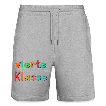 Grundschule 4. Klasse - Vierte Schulklasse - Stanley/Stella Unisex Bio Joggingshorts Trainer  - Grau meliert - Vorne - Nik (191cm) & Marisol (170cm)