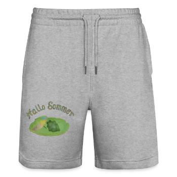 Hallo Sommer - Stanley/Stella Unisex Bio Joggingshorts Trainer  - Grau meliert - Vorne - Nik (191cm) & Marisol (170cm)