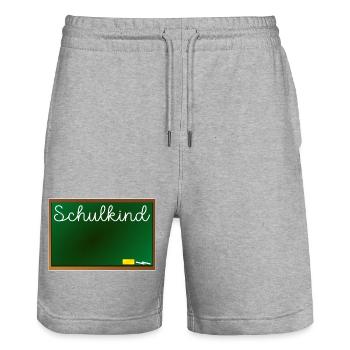 Namensschild Einschulung Schulkind - Stanley/Stella Unisex Bio Joggingshorts Trainer  - Grau meliert - Vorne - Nik (191cm) & Marisol (170cm)