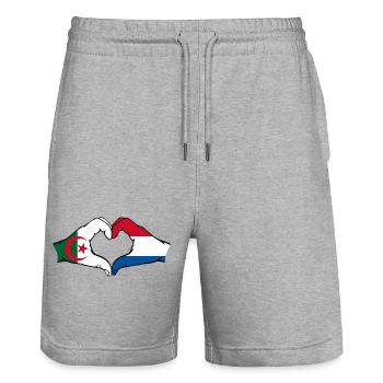 Algeria Holland Flag Hands Heart Shape - Stanley/Stella Trainer Unisex Organic Jogging Shorts - heather grey - Front - Nik (191cm) & Marisol (170cm)