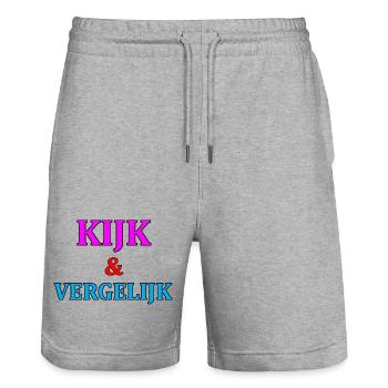 Look & Compare Motivation Print - Stanley/Stella Trainer Unisex Organic Jogging Shorts - heather grey - Front - Nik (191cm) & Marisol (170cm)