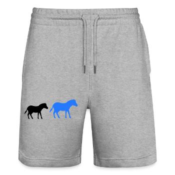 Cheval Poney 2 - Short de jogging bio TRAINER Stanley/Stella unisexe - gris chiné - Devant - Nik (191cm) & Marisol (170cm)