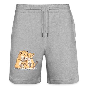 Famille des lions - Short de jogging bio TRAINER Stanley/Stella unisexe - gris chiné - Devant - Nik (191cm) & Marisol (170cm)