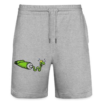 Green snake and gouache tube - Stanley/Stella Trainer Unisex Organic Jogging Shorts - heather grey - Front - Nik (191cm) & Marisol (170cm)