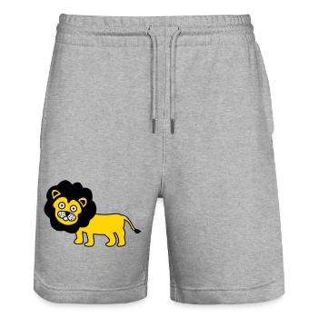 Lion as a children's design - Stanley/Stella Trainer Unisex Organic Jogging Shorts - heather grey - Front - Nik (191cm) & Marisol (170cm)