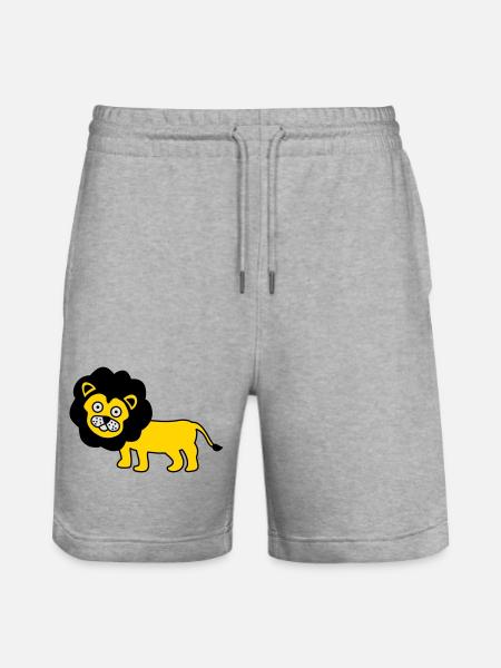 Löwe als Kinder Design - Stanley/Stella Unisex Bio Joggingshorts Trainer - Grau meliert
