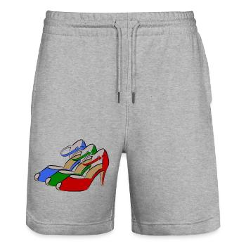 Schuh Mode - Stanley/Stella Unisex Bio Joggingshorts Trainer  - Grau meliert - Vorne - Nik (191cm) & Marisol (170cm)