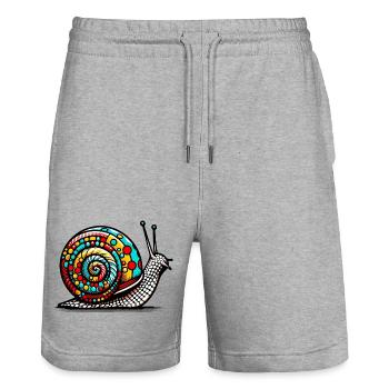 Escargot - Short de jogging bio TRAINER Stanley/Stella unisexe - gris chiné - Devant - Nik (191cm) & Marisol (170cm)