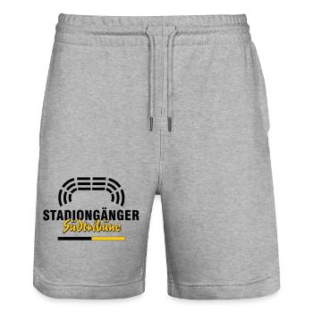 Südtribüne Dortmund Stadiongänger – Fußall Fan - Stanley/Stella Unisex Bio Joggingshorts Trainer  - Grau meliert - Vorne - Nik (191cm) & Marisol (170cm)