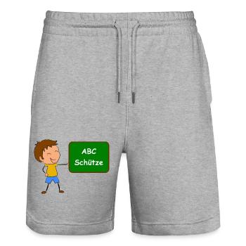 Einschulung ABC Schütze - Stanley/Stella Unisex Bio Joggingshorts Trainer  - Grau meliert - Vorne - Nik (191cm) & Marisol (170cm)