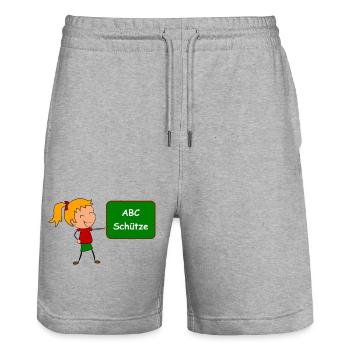 Einschulung ABC Schütze - Stanley/Stella Unisex Bio Joggingshorts Trainer  - Grau meliert - Vorne - Nik (191cm) & Marisol (170cm)