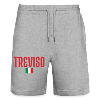 Treviso-Italien Flagge - Stanley/Stella Unisex Bio Joggingshorts Trainer  - Grau meliert - Vorne - Nik (191cm) & Marisol (170cm)