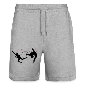 Rhythmic gymnastics with hoops - Stanley/Stella Trainer Unisex Organic Jogging Shorts - heather grey - Front - Nik (191cm) & Marisol (170cm)