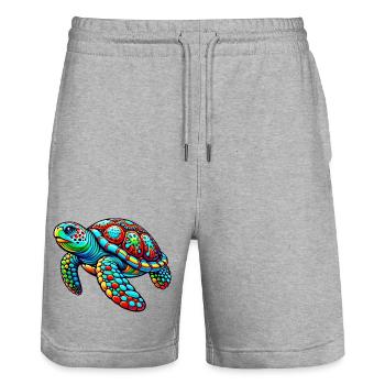 Turtle - Stanley/Stella Trainer Unisex Organic Jogging Shorts - heather grey - Front - Nik (191cm) & Marisol (170cm)