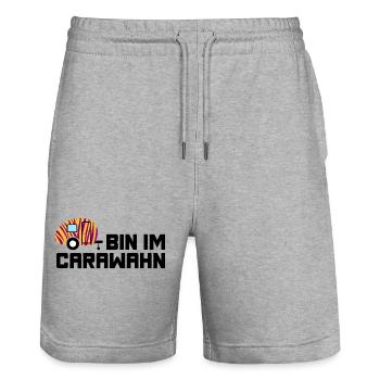 Caravan Wohnwagen Zebra Muster Fan Wahnsinn Camper - Stanley/Stella Unisex Bio Joggingshorts Trainer  - Grau meliert - Vorne - Nik (191cm) & Marisol (170cm)