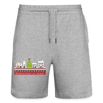 Weihnachten Tannenbaum Familie - Stanley/Stella Unisex Bio Joggingshorts Trainer  - Grau meliert - Vorne - Nik (191cm) & Marisol (170cm)