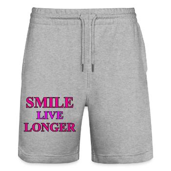 Smile - Stanley/Stella Trainer Unisex Organic Jogging Shorts - heather grey - Front - Nik (191cm) & Marisol (170cm)