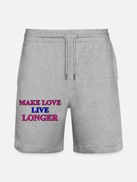 make love - Stanley/Stella Trainer Unisex Organic Jogging Shorts - heather grey