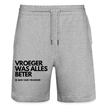 Avant, tout allait mieux # - Short de jogging bio TRAINER Stanley/Stella unisexe - gris chiné - Devant - Nik (191cm) & Marisol (170cm)