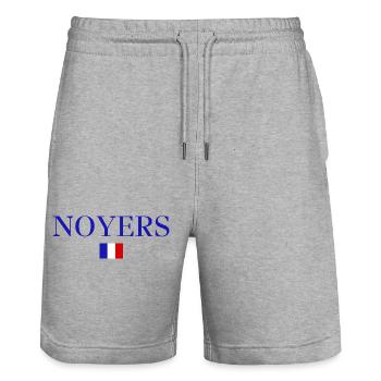 NOYERS-French Flag Design - Stanley/Stella Trainer Unisex Organic Jogging Shorts - heather grey - Front - Nik (191cm) & Marisol (170cm)