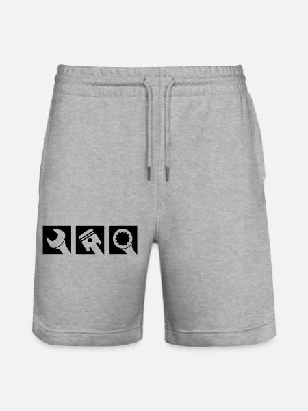 Piston and Wrench Logo - Stanley/Stella Trainer Unisex Organic Jogging Shorts - heather grey