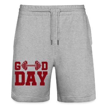 Good Day - Stanley/Stella Unisex Bio Joggingshorts Trainer  - Grau meliert - Vorne - Nik (191cm) & Marisol (170cm)