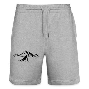 Ski Mountains 01 - Stanley/Stella Trainer Unisex Organic Jogging Shorts - heather grey - Front - Nik (191cm) & Marisol (170cm)