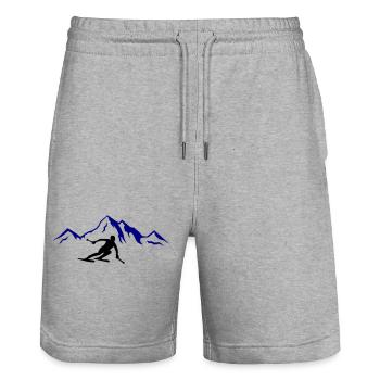 Ski Mountains 02 - Stanley/Stella Trainer Unisex Organic Jogging Shorts - heather grey - Front - Nik (191cm) & Marisol (170cm)