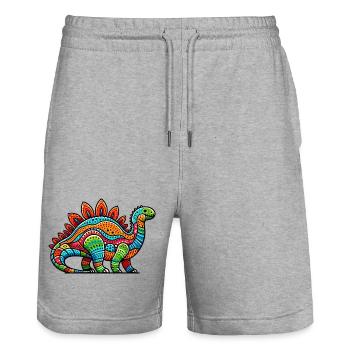 Dinosaure - Short de jogging bio TRAINER Stanley/Stella unisexe - gris chiné - Devant - Nik (191cm) & Marisol (170cm)