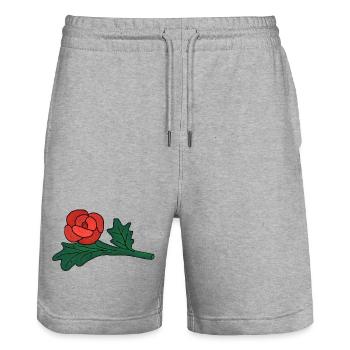 Poprose - Stanley/Stella Unisex Bio Joggingshorts Trainer  - Grau meliert - Vorne - Nik (191cm) & Marisol (170cm)