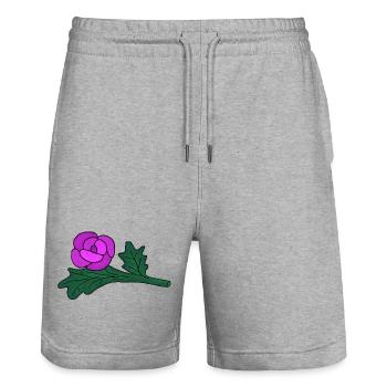 Poprose lila - Stanley/Stella Unisex Bio Joggingshorts Trainer  - Grau meliert - Vorne - Nik (191cm) & Marisol (170cm)