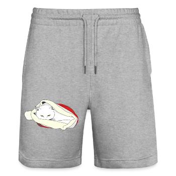 Weihnachtskatze - Stanley/Stella Unisex Bio Joggingshorts Trainer  - Grau meliert - Vorne - Nik (191cm) & Marisol (170cm)