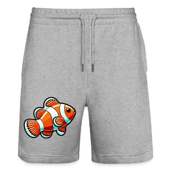 Poisson-clown - Short de jogging bio TRAINER Stanley/Stella unisexe - gris chiné - Devant - Nik (191cm) & Marisol (170cm)