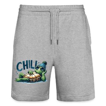 Chill Toad Turtle Cool Chill Gift - Stanley/Stella Trainer Unisex Organic Jogging Shorts - heather grey - Front - Nik (191cm) & Marisol (170cm)