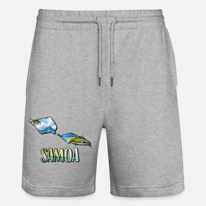Carte aquarelle Samoa - Short de jogging bio TRAINER Stanley/Stella unisexe - gris chiné