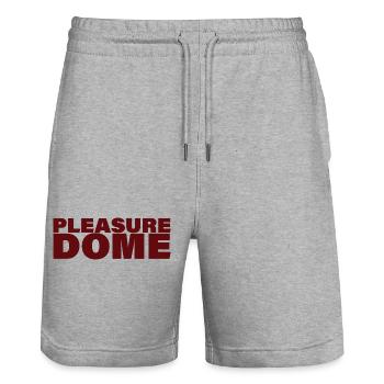 PLEASURE DOME - Stanley/Stella Trainer Unisex Organic Jogging Shorts - heather grey - Front - Nik (191cm) & Marisol (170cm)