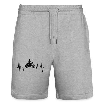 Heartbeat Motorcycle Biker Mom Motorcycling Motorc - Stanley/Stella Trainer Unisex Organic Jogging Shorts - heather grey - Front - Nik (191cm) & Marisol (170cm)