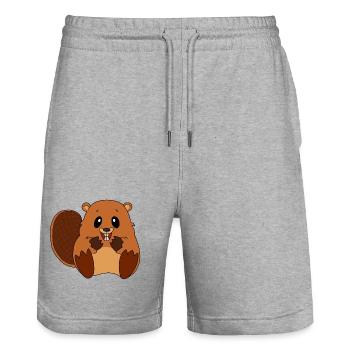 Biber - Stanley/Stella Unisex Bio Joggingshorts Trainer  - Grau meliert - Vorne - Nik (191cm) & Marisol (170cm)