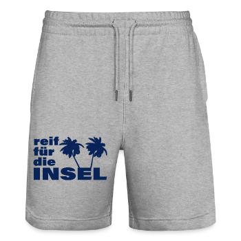 PRÊT POUR L’ÎLE - Short de jogging bio TRAINER Stanley/Stella unisexe - gris chiné - Devant - Nik (191cm) & Marisol (170cm)