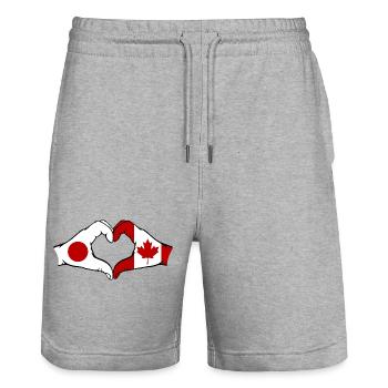 Japan Kanada Hände Herzform - Stanley/Stella Unisex Bio Joggingshorts Trainer  - Grau meliert - Vorne - Nik (191cm) & Marisol (170cm)
