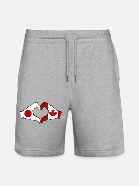 Japan Canada Hands Heart Shape - Stanley/Stella Trainer Unisex Organic Jogging Shorts - heather grey