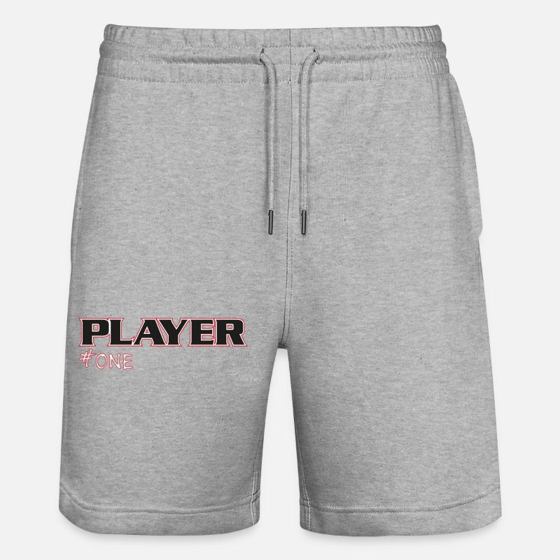 NERDY forever - PLAYER #ONE - Stanley/Stella Unisex Bio Joggingshorts Trainer  - Grau meliert